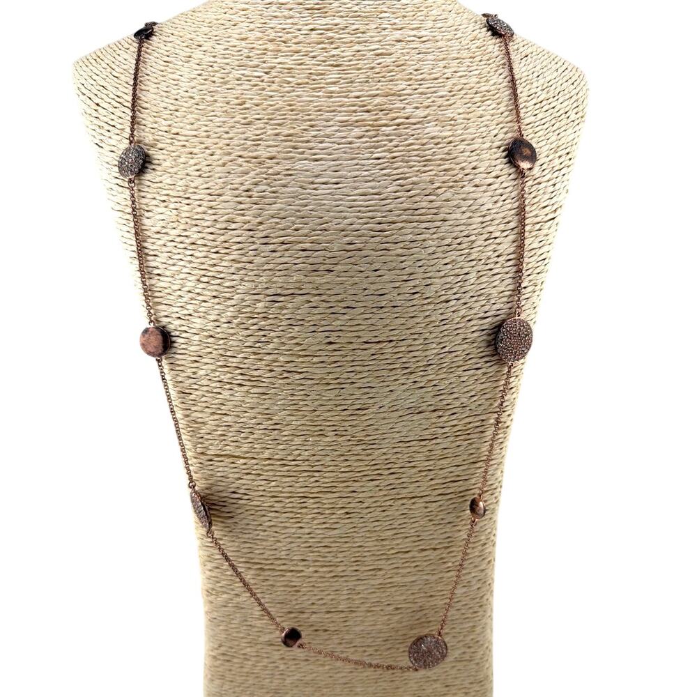 Vintage Carolee Rose Gold Crystal Disc Necklace